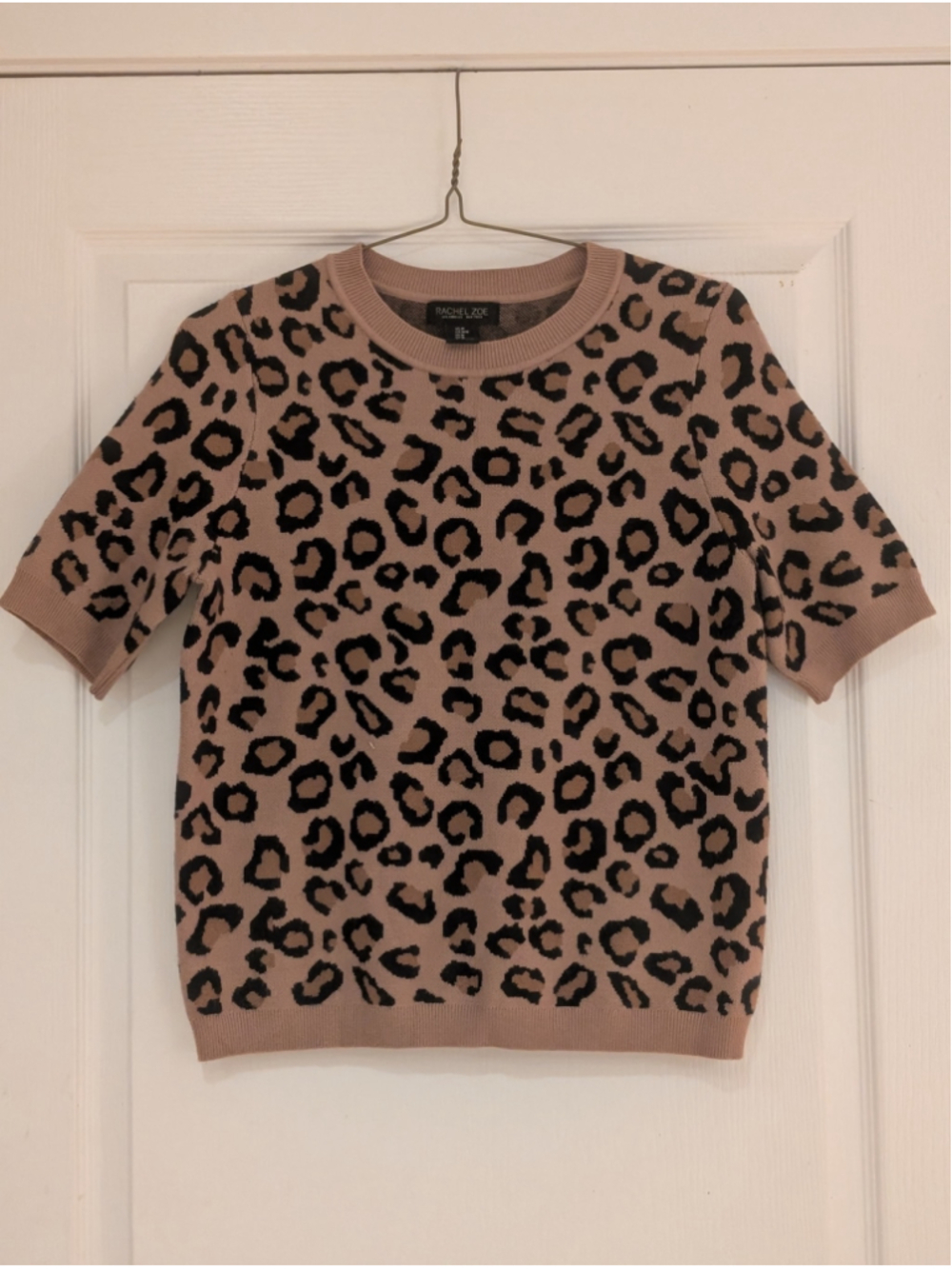 Women's Rachel Zoe Leopard Print Crew Neck Sweater, Size M, Beige/Black